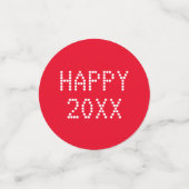 ハッピーニューイヤー赤カスタム白いモダン数字 コンフェッティ (スモール正面)