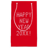 ハッピーニューイヤー赤カスタム白文字モダン スモールペーパーバッグ (正面)