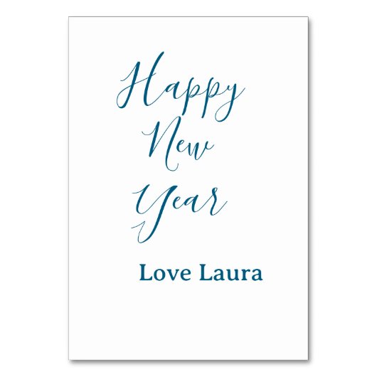 ハッピーニューイヤー追加の名前ラブブルーシンプルミニマル テーブルナンバー (正面)