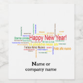 ハッピーニューイヤー違うインランゲージホリデイ ワインラベル (シングルラベル)