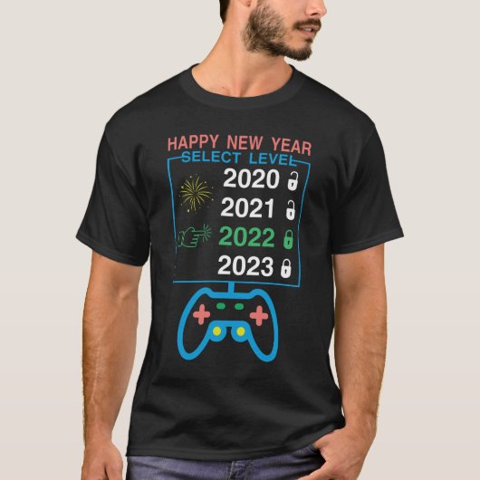 ハッピーニューイヤー選択レベル2022ゲーマー Tシャツ (正面)