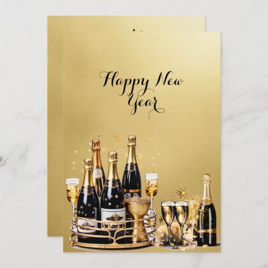 ハッピーニューイヤー金ゴールドとブラックカー企業のド シーズンカード (正面/裏面)