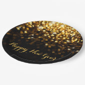 ハッピーニューイヤー金ゴールドグリッターが新年のイブを輝かせる ペーパープレート (アングル)