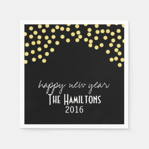 ハッピーニューイヤー金ゴールドグリッターカクテルパーティーナプキン スタンダードカクテルナプキン