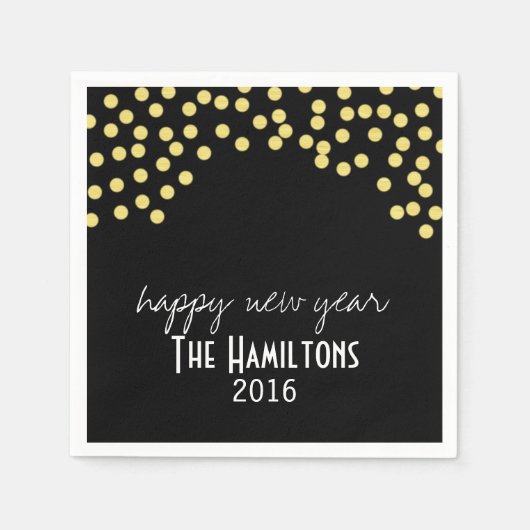 ハッピーニューイヤー金ゴールドグリッターカクテルパーティーナプキン スタンダードカクテルナプキン (正面)
