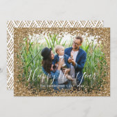 ハッピーニューイヤー金ゴールドグリッターフォトフレーム シーズンカード (正面/裏面)