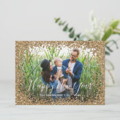 ハッピーニューイヤー金ゴールドグリッターフォトフレーム シーズンカード (スタンド正面)