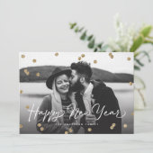 ハッピーニューイヤー金ゴールドグリッター紙吹雪ドット シーズンカード (スタンド正面)