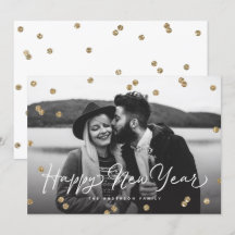 ハッピーニューイヤー金ゴールドグリッター紙吹雪ドット
