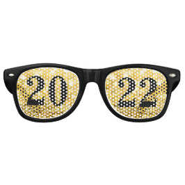 ハッピーニューイヤー金ゴールドグリッター2022グラムパーティー レトロサングラス