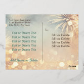 ハッピーニューイヤー金ゴールドフォイル紙吹雪 モダン 箔シーズンポストカード (裏面)