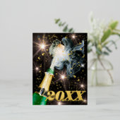 ハッピーニューイヤー金ゴールドフォイル紙吹雪 モダン 箔シーズンポストカード (立ち正面)