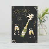 ハッピーニューイヤー金ゴールドブラックシャンパン花火 シーズンカード (スタンド正面)