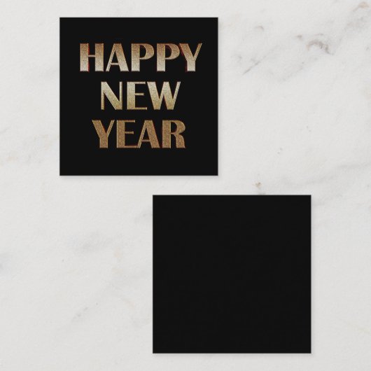 ハッピーニューイヤー金ゴールドメタリック文字画像 スクエア名刺 (正面/裏面)