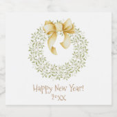 ハッピーニューイヤー金ゴールド水彩パーソナライズされた年 スパークリングワインラベル (シングルラベル)