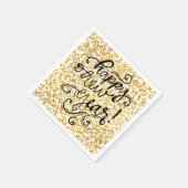 ハッピーニューイヤー金ゴールド紙吹雪ホリデーナプキン スタンダードカクテルナプキン (角)