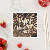 ハッピーニューイヤー金ゴールド花火お祝い写真 スタンダードカクテルナプキン (インサイチュ)