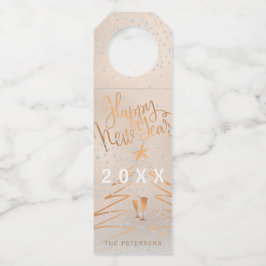 ハッピーニューイヤー金属銅バラ金ゴールド ボトルネックタグ