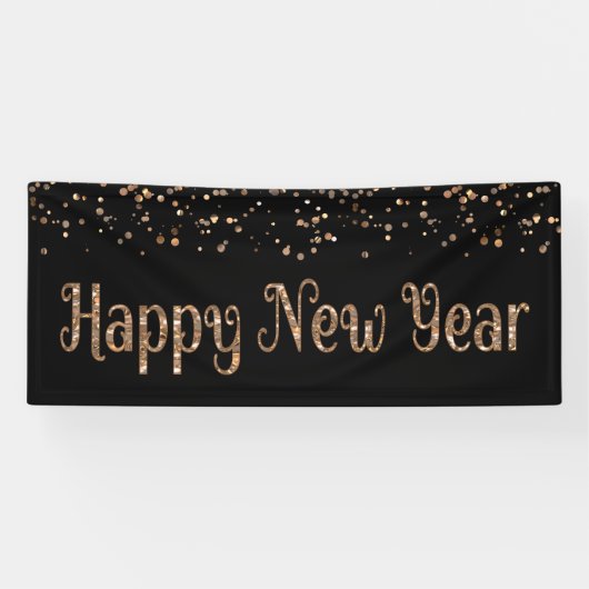 ハッピーニューイヤー銅金ゴールド紙吹雪 横断幕 (横)