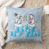 ハッピーニューイヤー雪だるま クッション (ブランケット)