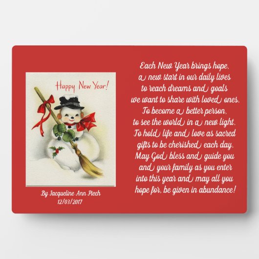 ハッピーニューイヤー雪だるま フォトプラーク (正面)