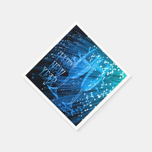 ハッピーニューイヤー青い輝く眼鏡ナプキンス スタンダードカクテルナプキン (角)