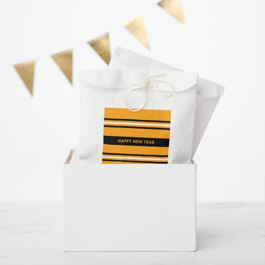 ハッピーニューイヤー黄色と黒 フェイバーバッグ (パーティー)