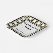 ハッピーニューイヤー黒い金ゴールドボックス ペーパープレート (傾斜あり)