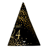 ハッピーニューイヤー黒フェイク金ゴールド紙吹雪ホリデー パーティーハット (右)