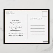 ハッピーニューイヤー黒金ゴールドスクリプトモダンビジネス 箔シーズンポストカード (裏面)