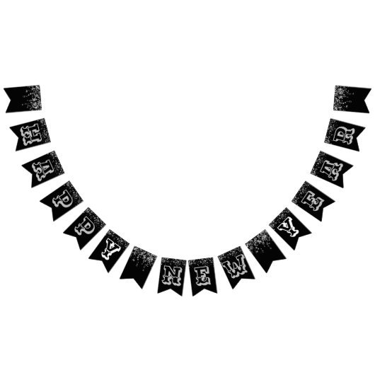 ハッピーニューイヤー黒銀 バンティングフラッグ (全)