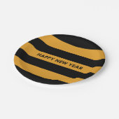 ハッピーニューイヤー黒黄色 ペーパープレート (アングル)