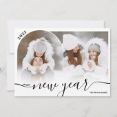 ハッピーニューイヤー黒2フォトアーチオーバーレイコラージュ シーズンカード (正面)