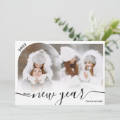 ハッピーニューイヤー黒2フォトアーチオーバーレイコラージュ シーズンカード (スタンド正面)