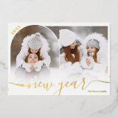 ハッピーニューイヤー黒2フォトアーチオーバーレイコラージュ 箔シーズンカード (正面)