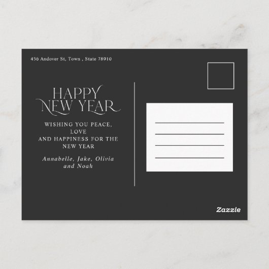 ハッピーニューイヤー1フォトボタニカルフローラ休日 ポストカード (裏面)