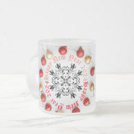 ハッピーニューイヤー2トーンコーヒーマグ フロストグラスマグカップ