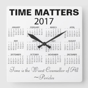 ハッピーニューイヤー2017カレンダーウィズダム引用文 スクエア壁時計