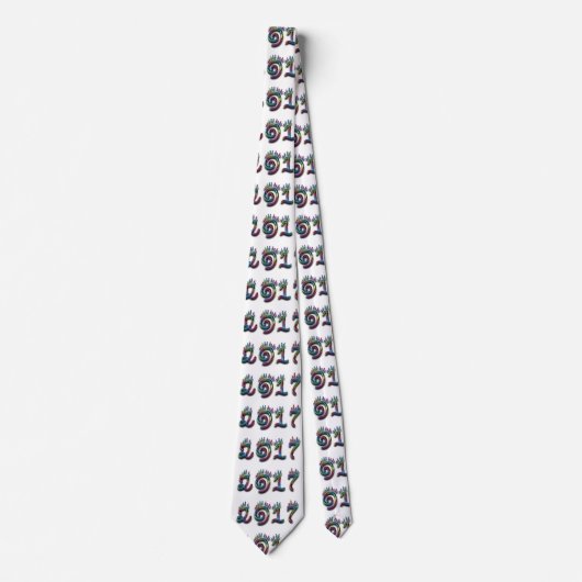 ハッピーニューイヤー2017ナンバーズレインボーカラフル ネクタイ (正面)