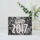 ハッピーニューイヤー2017モザイクストーンガラス白黒 シーズンポストカード (スタンド正面)