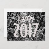 ハッピーニューイヤー2017モザイクストーンガラス白黒 シーズンポストカード (正面/裏面)