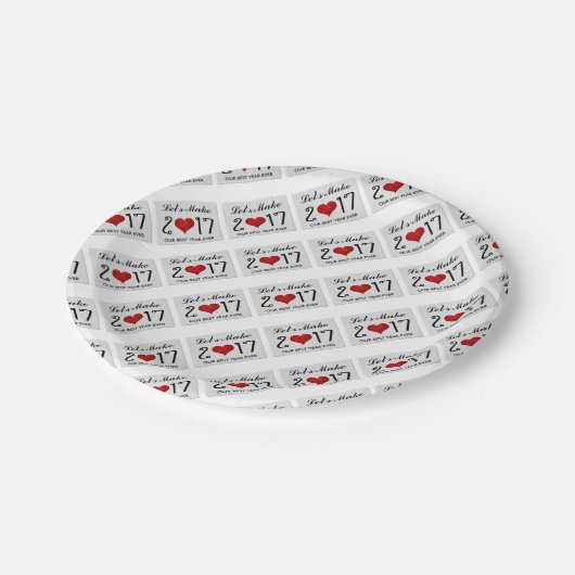 ハッピーニューイヤー2017最高の年毎タイポグラフィ ペーパープレート (アングル)