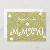 ハッピーニューイヤー2017金ゴールドグリッターローマ数字 シーズンポストカード (正面/裏面)