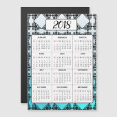 ハッピーニューイヤー2018アクアブルー磁気カレンダー (正面/裏面)