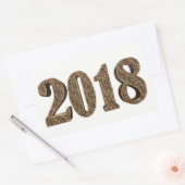 ハッピーニューイヤー2018年ナンバーエレガント金ゴールドタイポグラフィ 長方形シール (封筒)