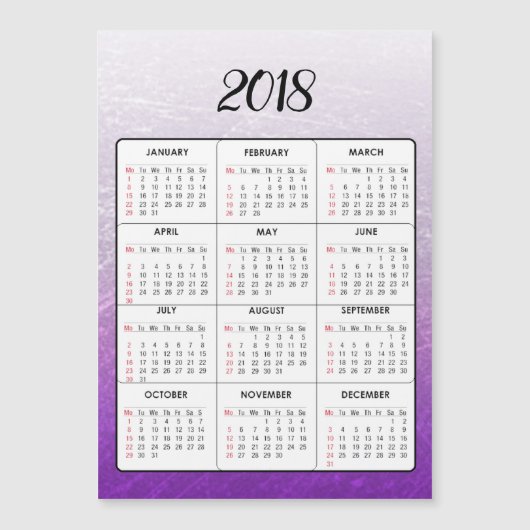 ハッピーニューイヤー2018紫の磁気カレンダー (正面)
