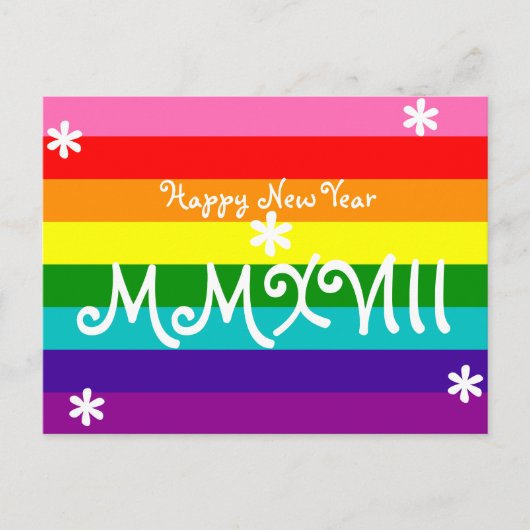 ハッピーニューイヤー2018 Rainbow LGBT Roman Numeral シーズンポストカード (正面)