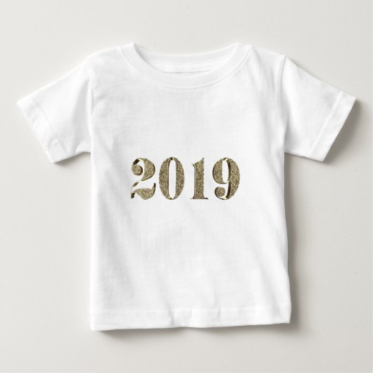 ハッピーニューイヤー2019エレガント金ゴールドルックタイポグラフィ ベビーTシャツ (正面)