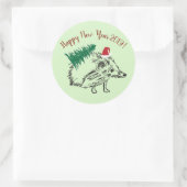 ハッピーニューイヤー2019カスタムステッカー ラウンドシール (バッグ)