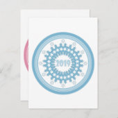 ハッピーニューイヤー2019ラウンドブルースノーフレーク冬ca アドバイスカード (正面/裏面)